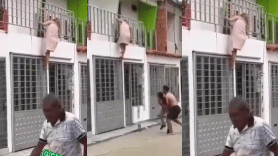 Side Chick Jumps From A Story Building To Escape