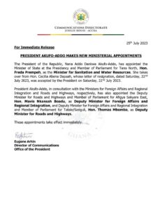 deputies swap of Foreign Affairs and Roads ministries