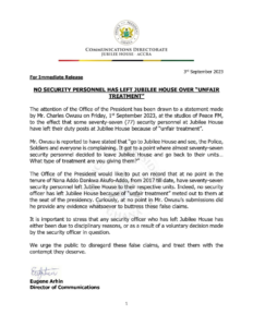 Presidency reacts to claims security officer has left Jubilee House over unfair treatment