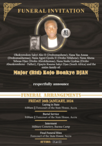 Burial date for Major Boakye-Djan (Rtd) announced 
