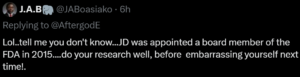 John Dumelo was FDA board member in 2015