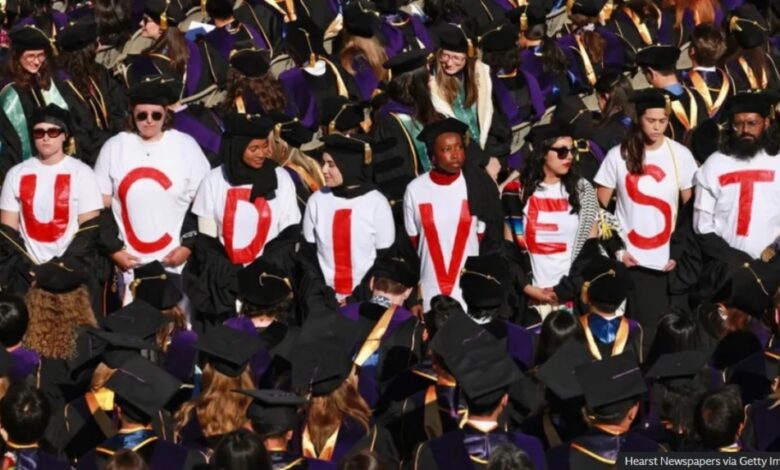 University students walk out of graduation event