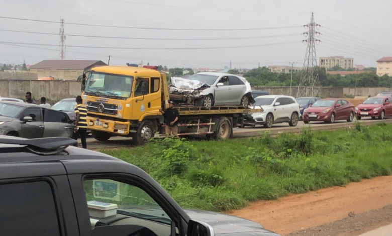 Tema motorway accident involving multiple Cars causes heavy traffic
