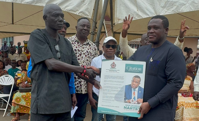 Sam George renovates Ningo Prampram council office, donates ahead of Homowo
